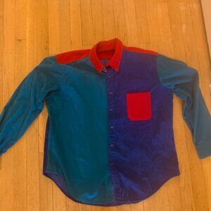 Vintage Colorblock Long Sleeve Button-Up